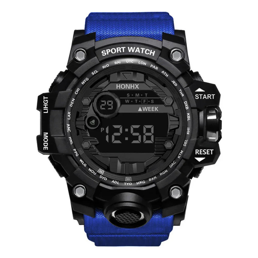 Montre numérique électronique lumineuse multifonctionnelle de sport étanche pour hommes