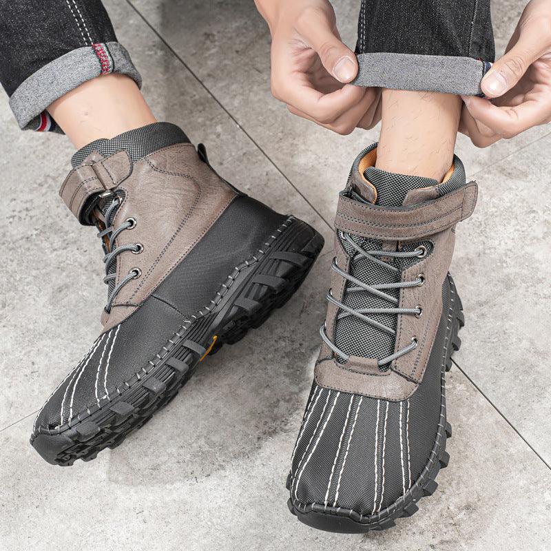 Chaussures d'hiver en polaire à lacets imperméables avec semelle antidérapante, bottes de neige chaudes d'extérieur pour homme