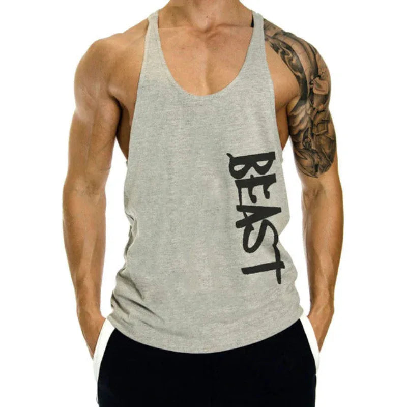 Gilet de sport ample et décontracté pour hommes - Débardeur respirant sans manches en forme de I