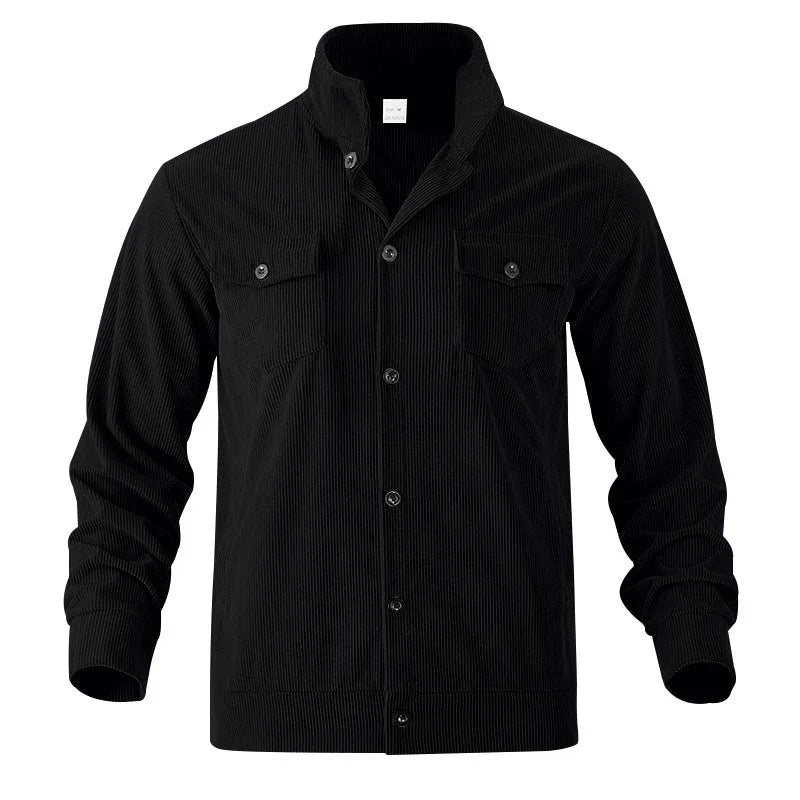 Veste Homme Col Montant Manches Longues Multi-Poches Simple et Polyvalente