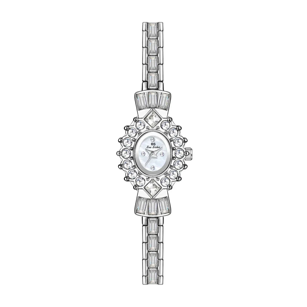 Montre miroir magique mi-ancienne avec diamants pour femme