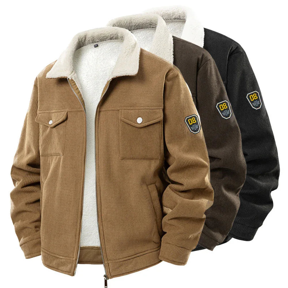 Veste Chaude Épaisse Polaire Homme Manteau Mode Revers Vêtements de Travail Laine d'Agneau
