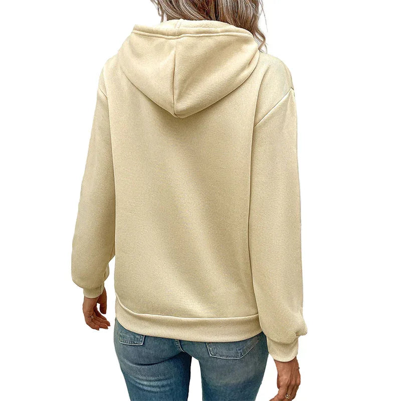 Sweat à capuche uni à manches longues pour femme