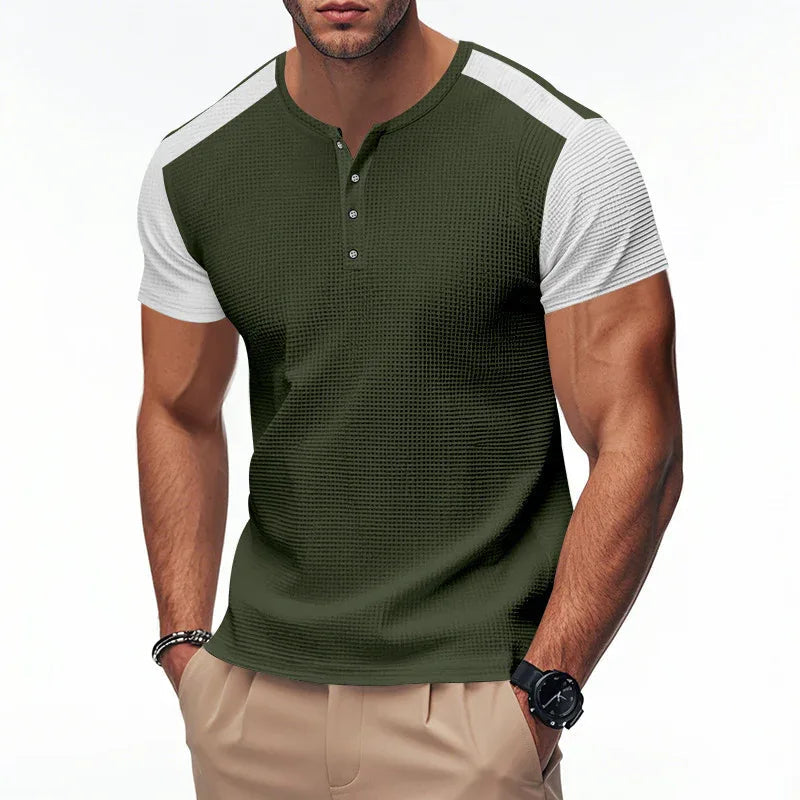 Herren Übergrößen Einfarbig Geknöpfte T-Shirts