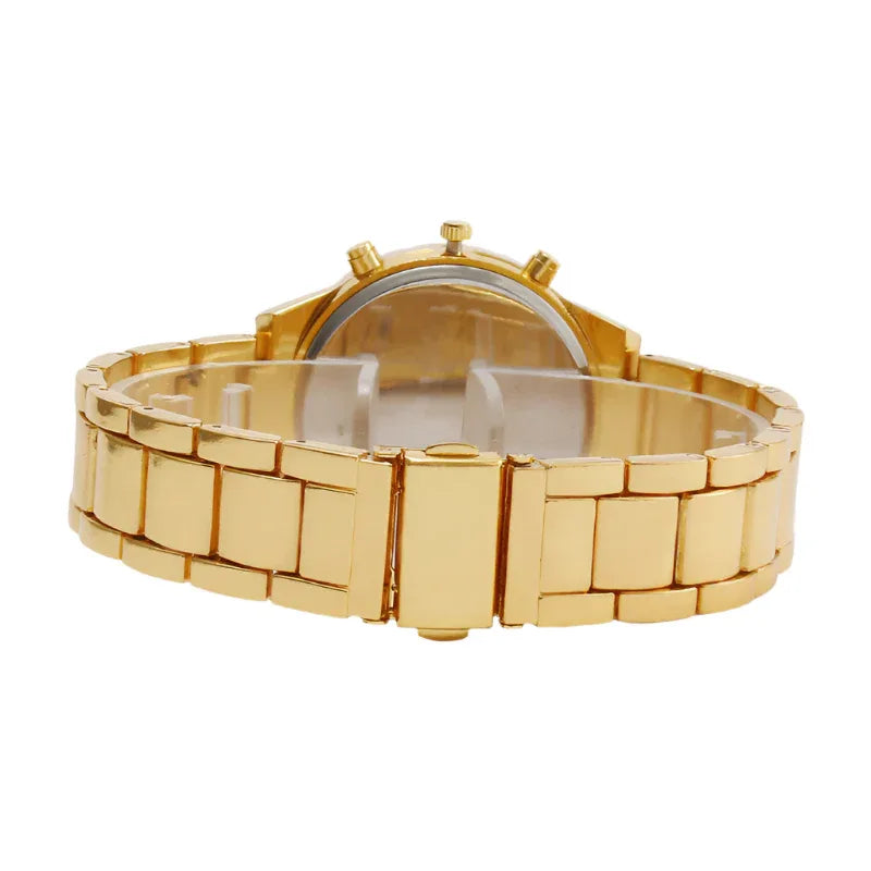Montre à quartz pour femme à trois yeux avec calendrier numérique et diamants