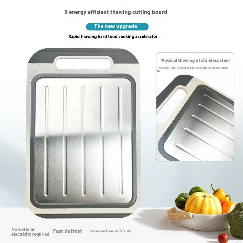 Planche à découper et de décongélation double face en acier inoxydable 304 pour la cuisine