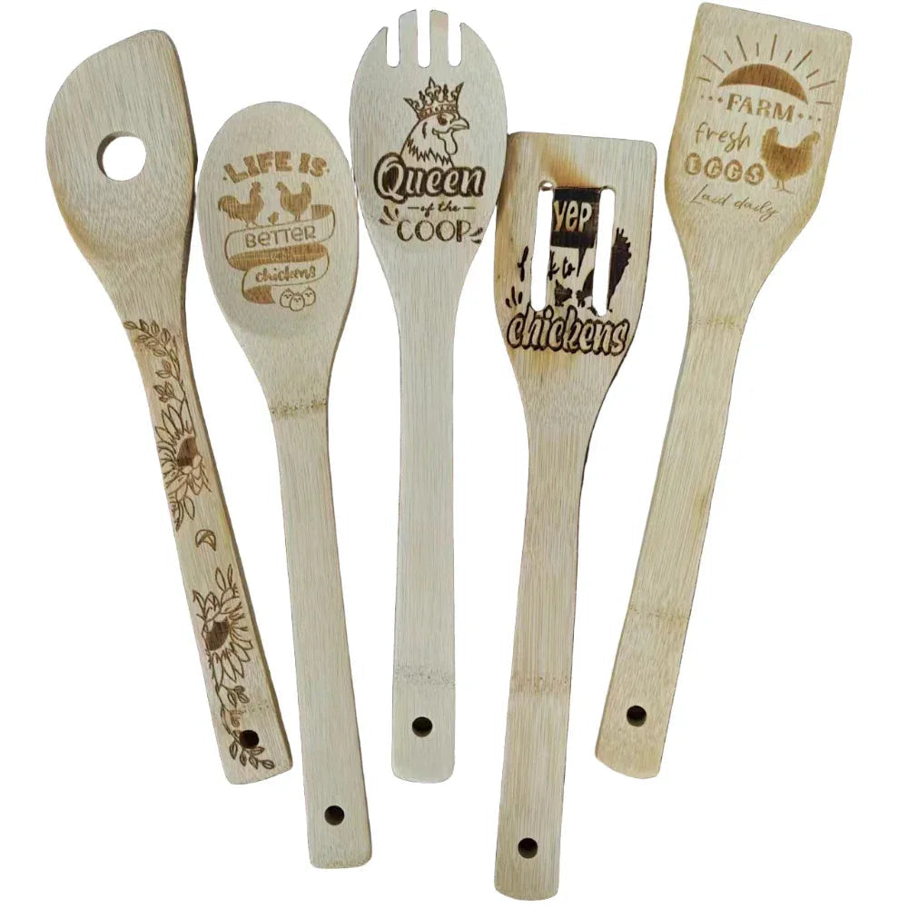 Ensemble de 5 ustensiles de cuisine en bambou