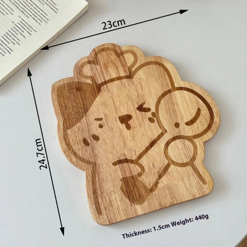 Planche à découper de cuisine en bois avec plateau pivotant intégré