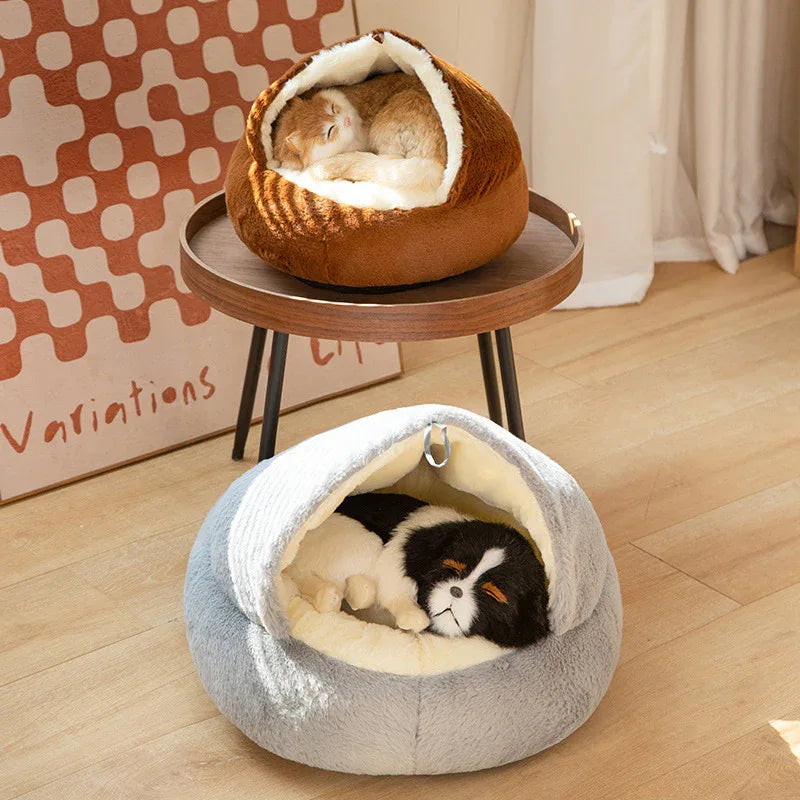 Niche universelle pour animaux de compagnie pour toutes les saisons, Nid de couchage pour chat, Niche semi-fermée pour chien