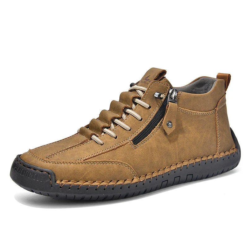 Herren Casual Retro Leder-Schuhe mit seitlichem Reißverschluss