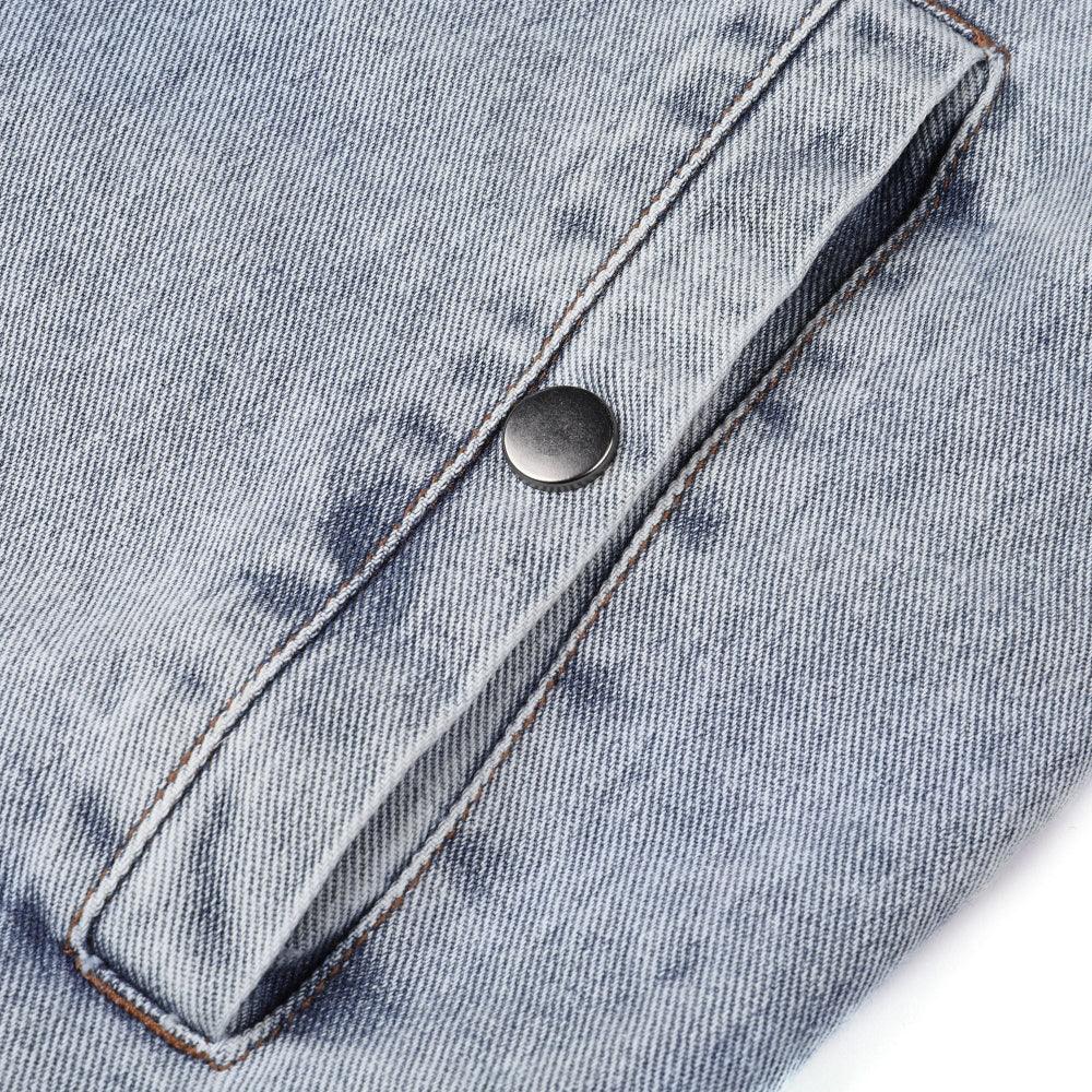 Veste rétro en jean patchwork pour homme