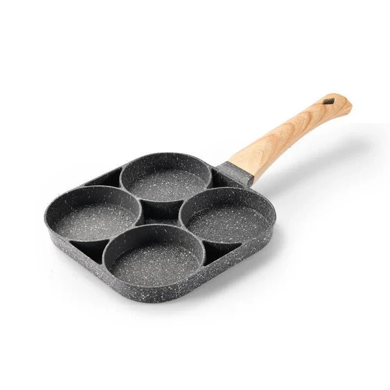 Poêle à frire 4 trous en pierre médicale antiadhésive pour petit-déjeuner à la maison, mini poêle à frire
