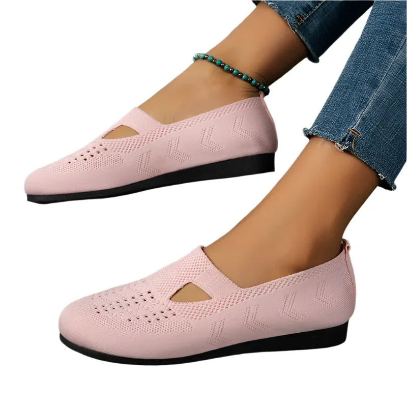 Chaussures plates en maille respirante pour femme Mocassins légers d'été