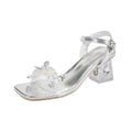 Chunky Heel Strass-Riemen Outdoor High Heels Sandalen