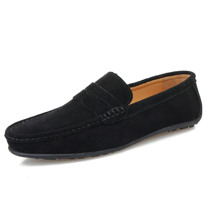 Mocassins unis pour hommes Chaussures plates décontractées en daim style britannique