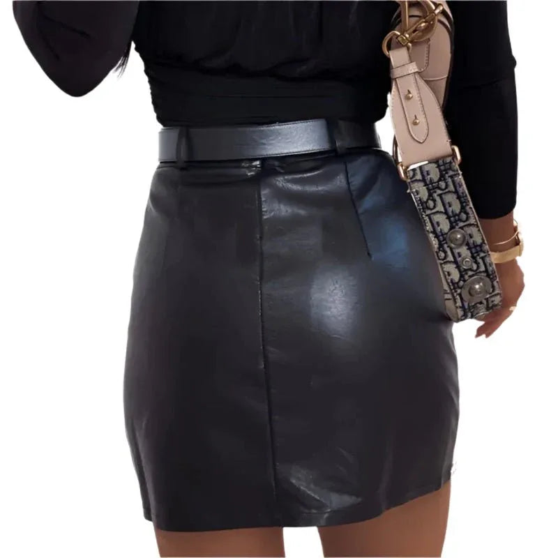 Jupe élégante en cuir PU pour femme