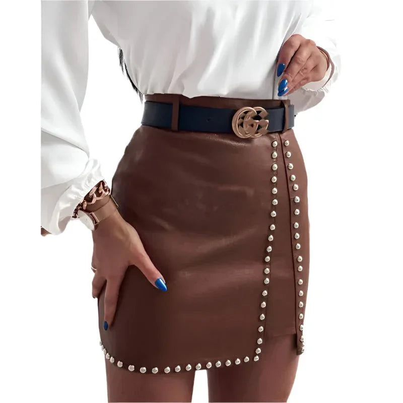 Eleganter modischer Rock aus PU-Leder für Damen