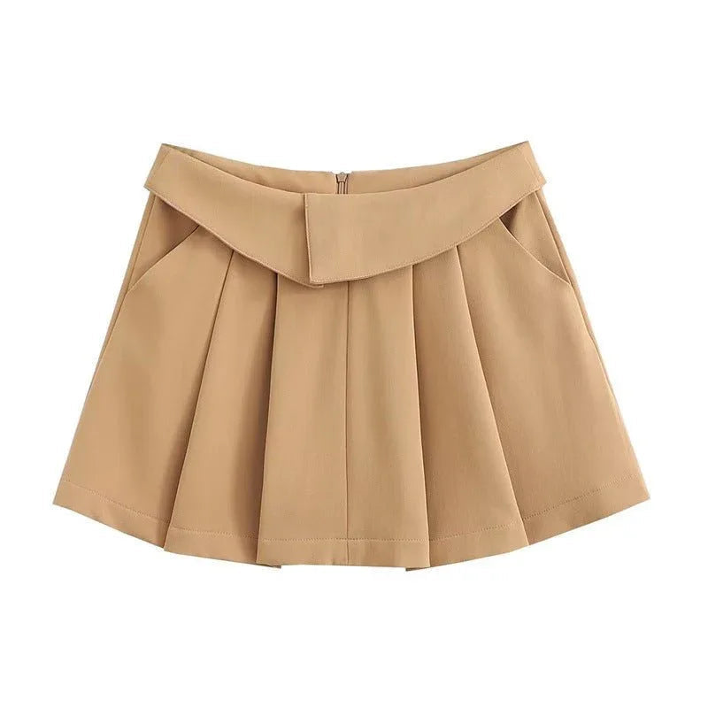 Europäischer und amerikanischer College-Stil High-Waist Faltenrock