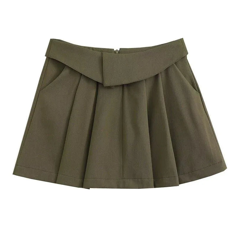 Europäischer und amerikanischer College-Stil High-Waist Faltenrock