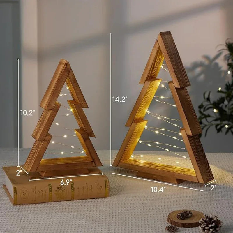 Sapin de Noël en bois avec lumières Décoration d'ambiance intérieure