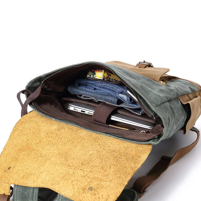 Herren-Reiserucksack aus Canvas und Leder