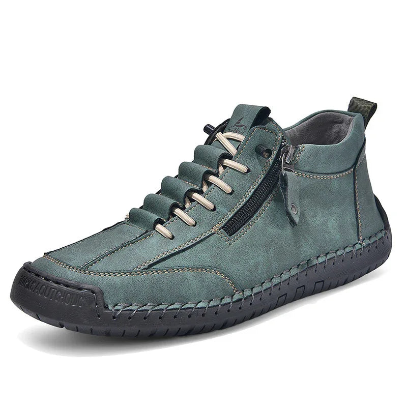 Herren Casual Retro Leder-Schuhe mit seitlichem Reißverschluss