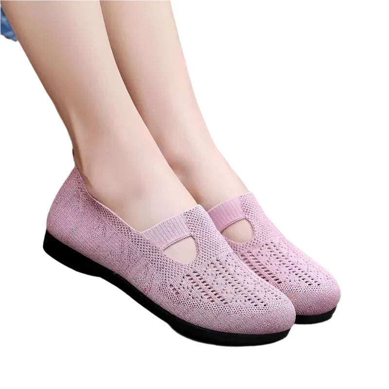Chaussures plates en maille respirante pour femme Mocassins légers d'été
