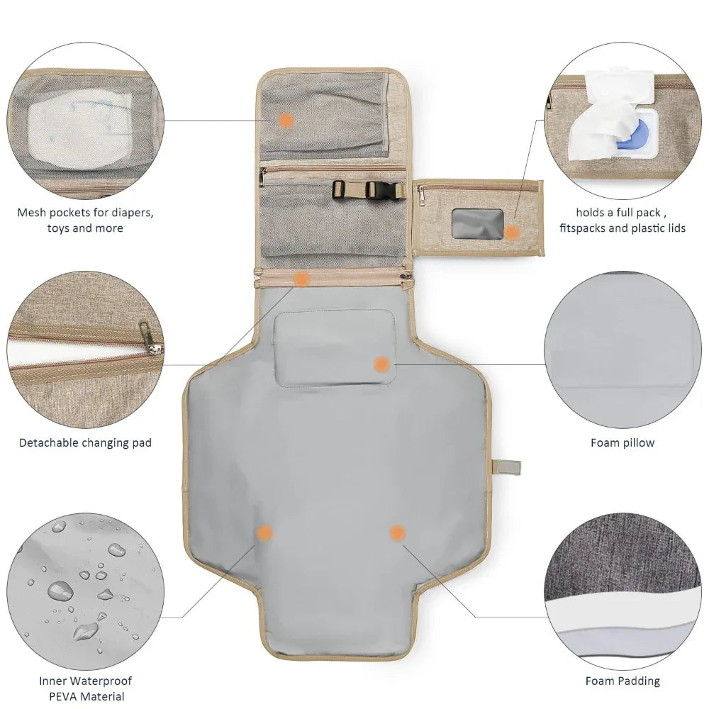 Tapis à Langer Portable Pliable et Étanche pour Bébé