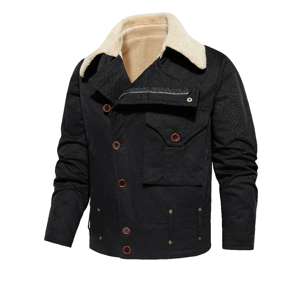 Veste de travail épaisse avec plusieurs poches Vêtement d'extérieur chaud pour homme automne et hiver