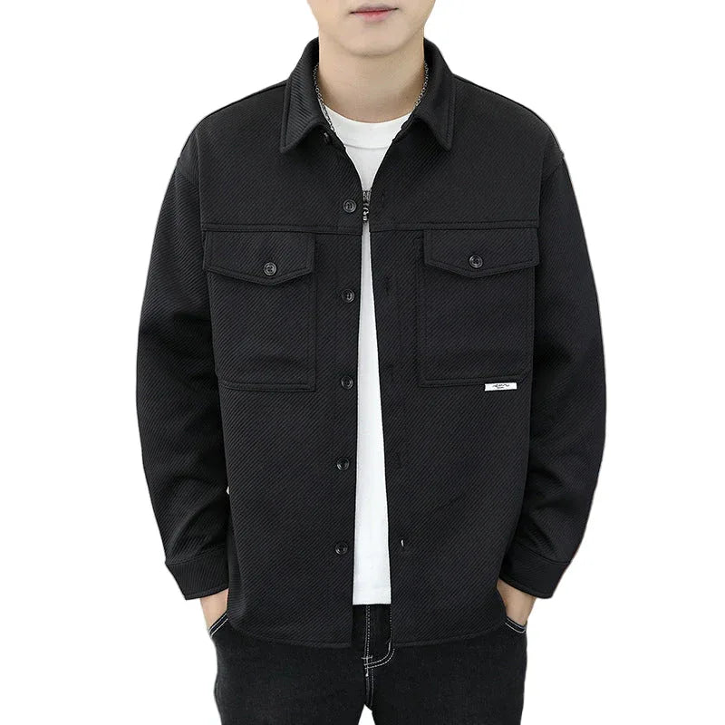 Veste en twill tricoté pour homme à revers