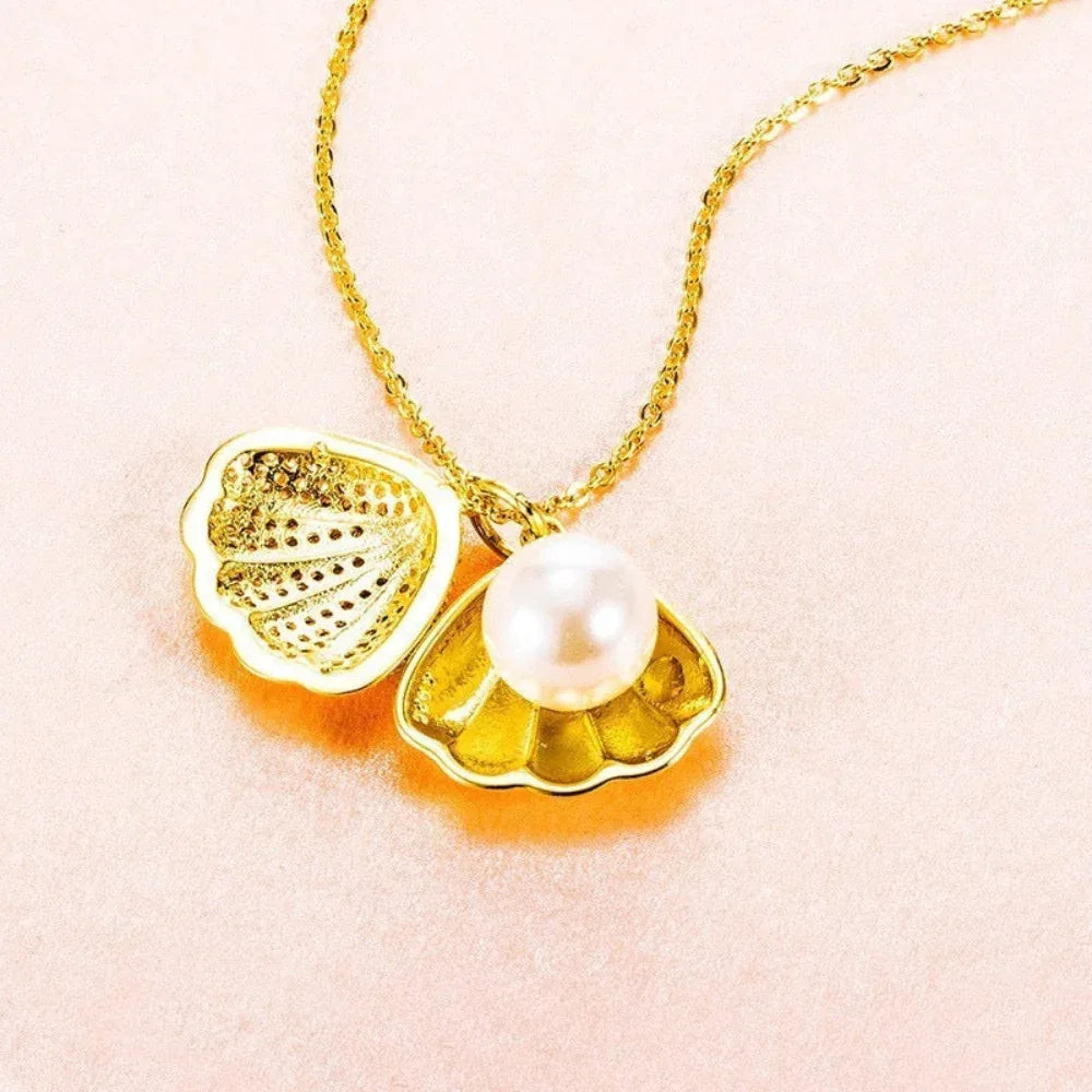 Collier coquillage perles avec strass zircon pour femme, bijou de personnalité à la mode
