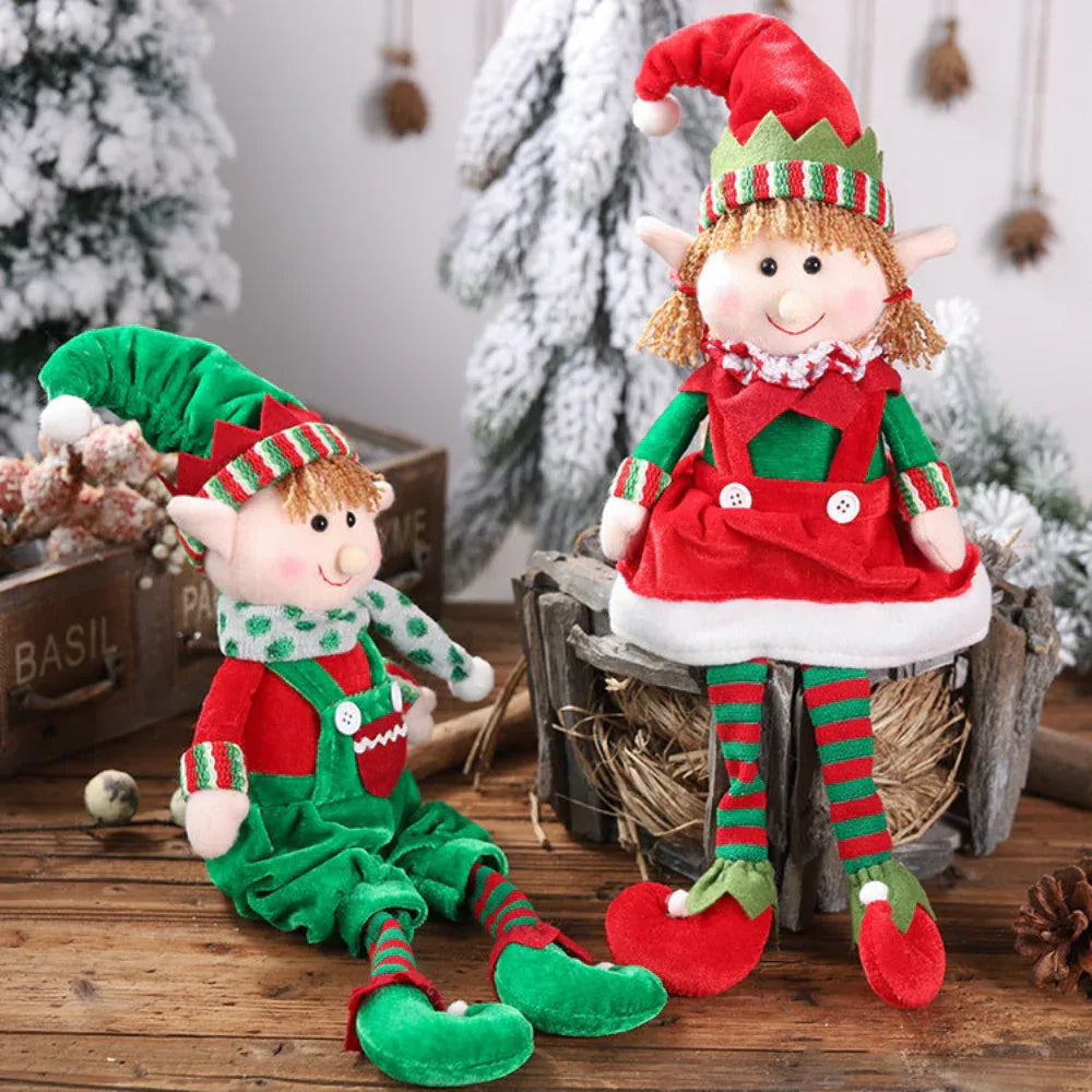 Poupées lutins de Noël à suspendre, décoration de Père Noël assis avec jambes pendantes