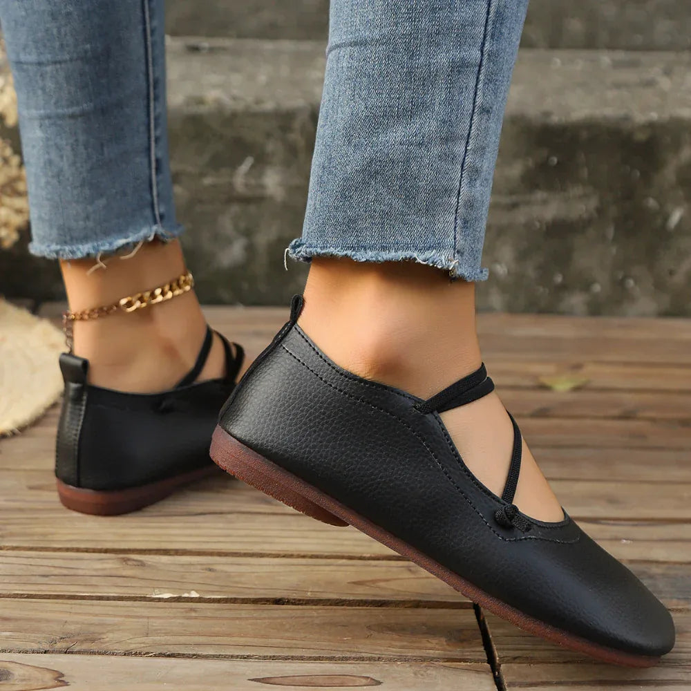 Chaussures plates à bout carré Fashion, mocassins peu profonds à enfiler, chaussures décontractées et confortables