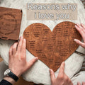 Gründe, warum ich dich liebe Holz-Herz-Puzzle Romantisches Hochzeitsgeschenk zum Jahrestag für Ehefrau Ehemann Geburtstagsgeschenke Valentinstagsgeschenk