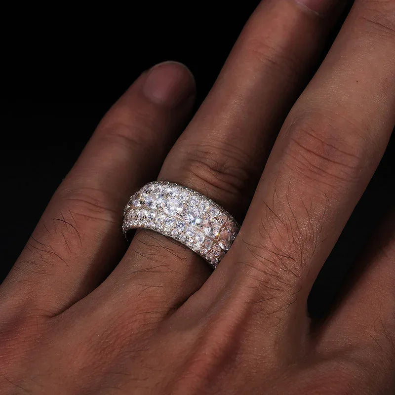 Bague unisexe en argent sterling 925 et moissanite
