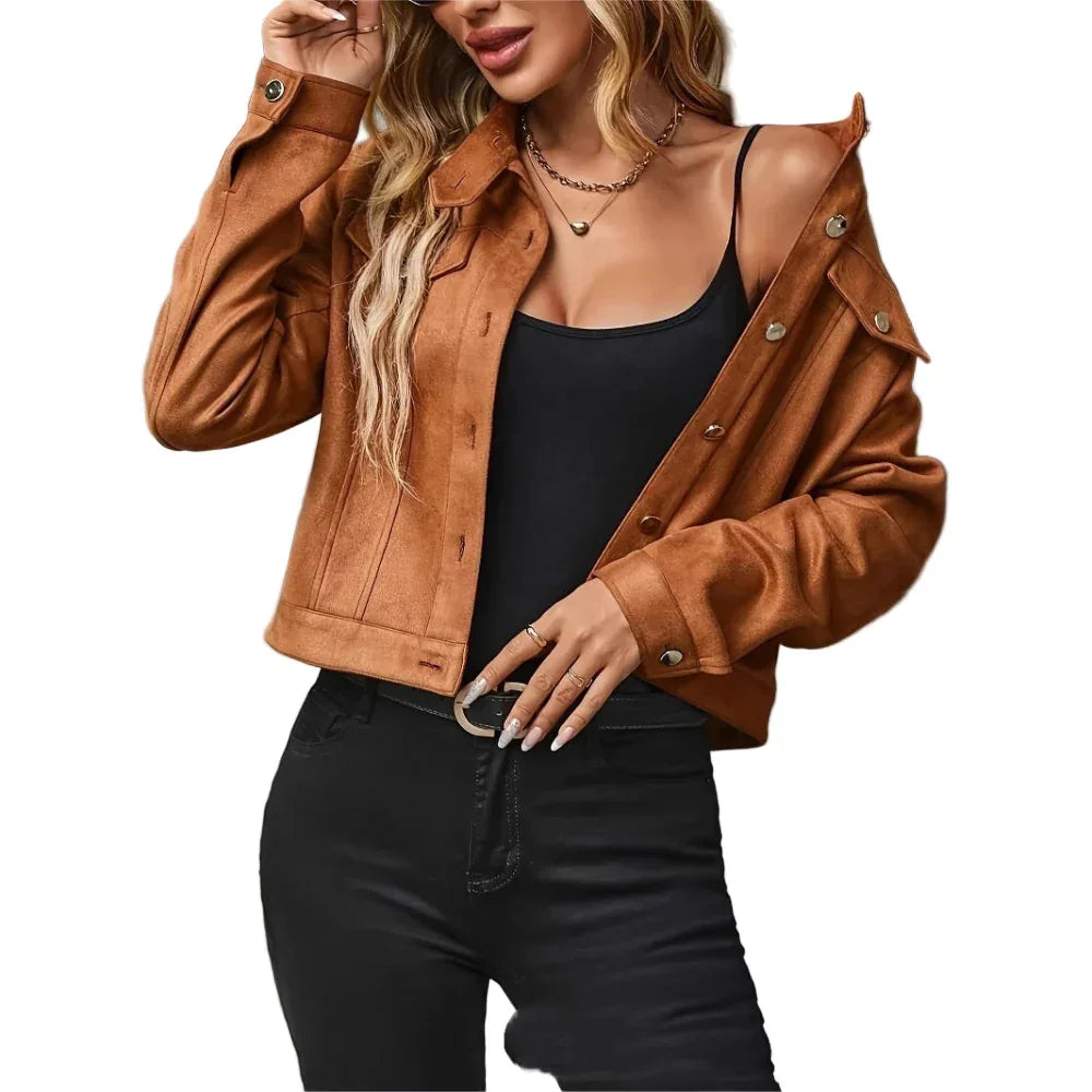 Veste courte décontractée d'automne pour femme