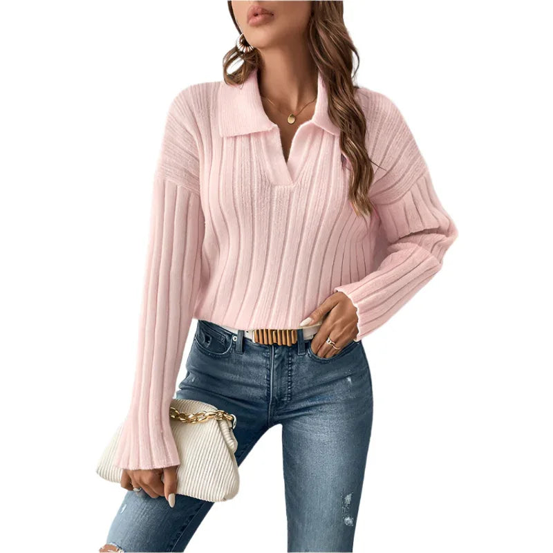 Freizeitpullover für Damen mit Polo-Kragen