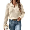 Pull décontracté à col polo pour femme
