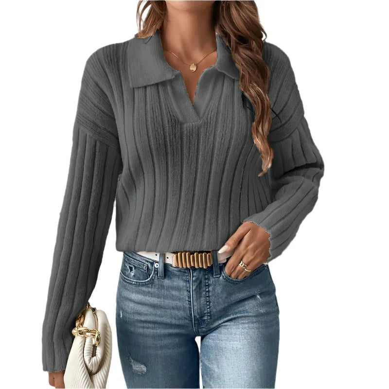 Freizeitpullover für Damen mit Polo-Kragen