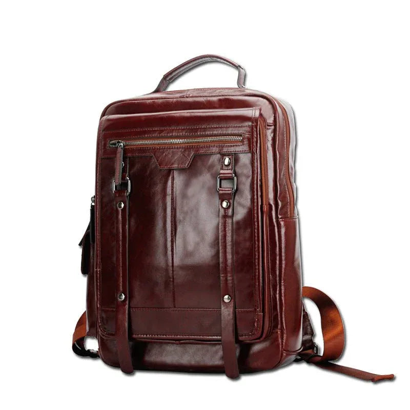Sac à dos en cuir pour homme, grande capacité, à la mode