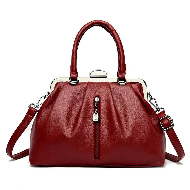 Modische PU-Lederhandtasche mit einzigartigem Reißverschlusstaschendesign