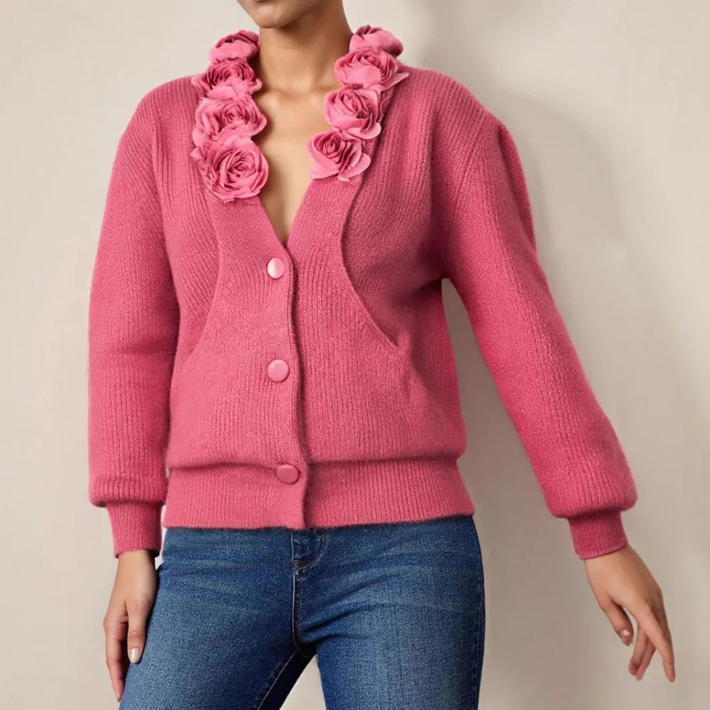 Pull col en V femme "French Rose" automne et hiver