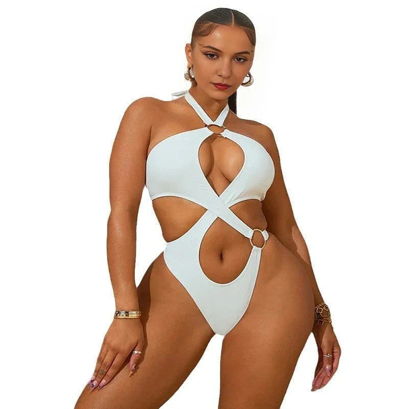 Maillots de bain une pièce sans manches à lacets pour femmes, style européen et américain, pour l'été