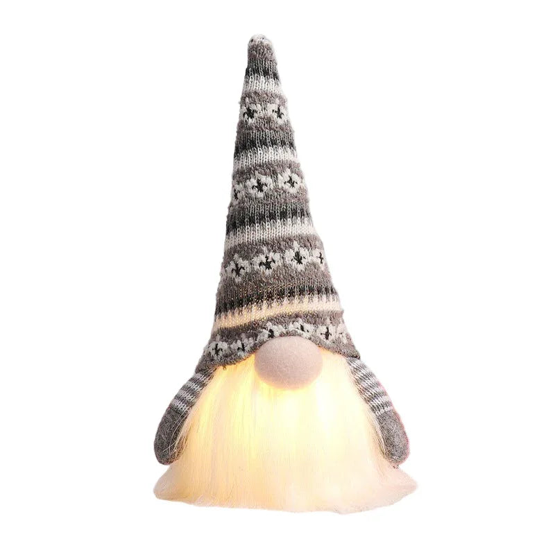 Décoration de Noël Lumineuse Barbe Brillante Père Noël Figurine Poupée Ornements