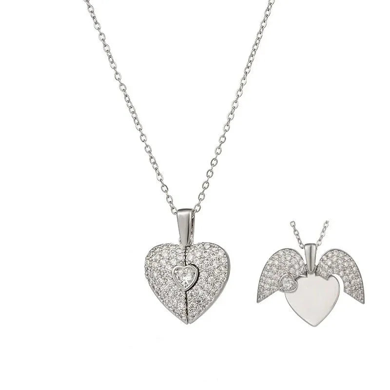 Collier pour femme à pendentif ailes ouvrantes et fermantes, chaîne de clavicule, bijoux