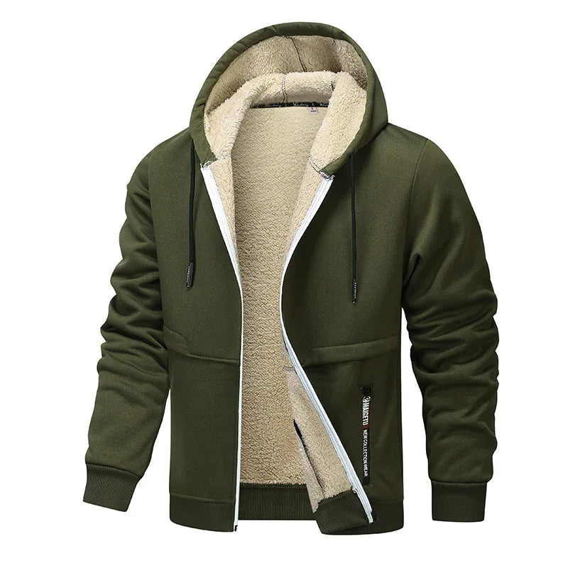 Sweat-shirt en molleton d'hiver décontracté et chaud avec capuche doublée Sherpa
