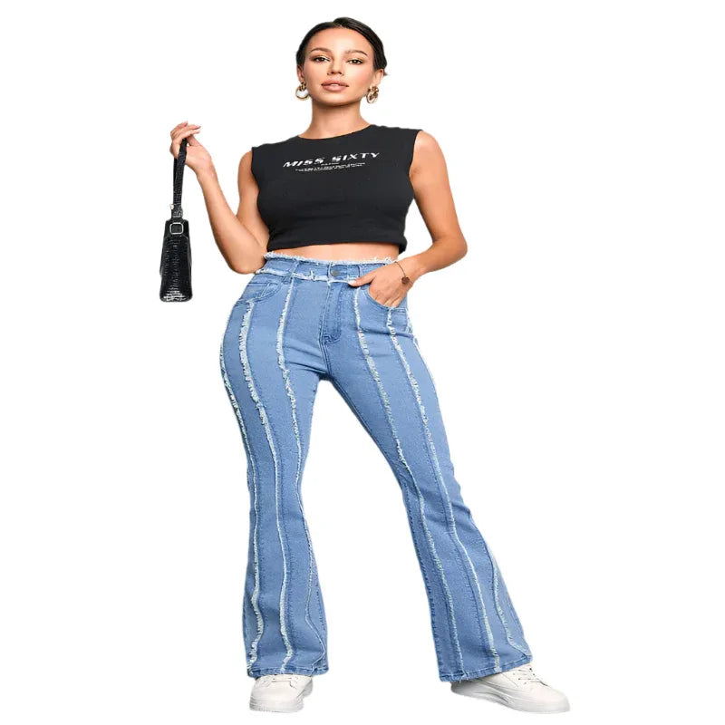 Damen-Schlaghose Slim Fit Jeans