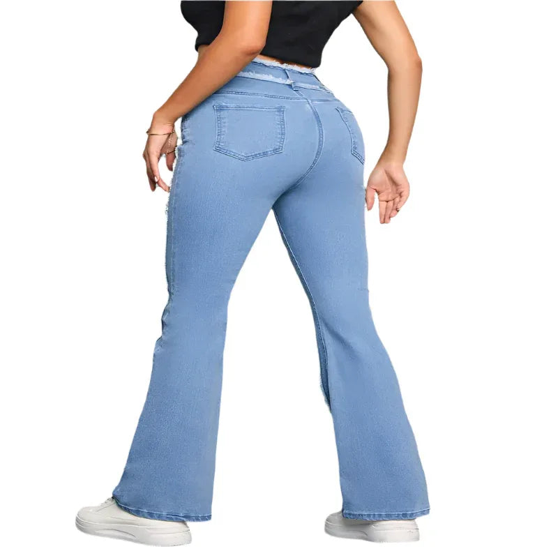 Damen-Schlaghose Slim Fit Jeans