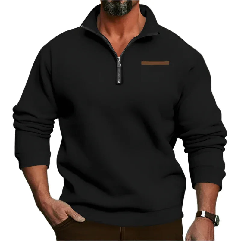 Fleecegefütterter Stehkragenpullover