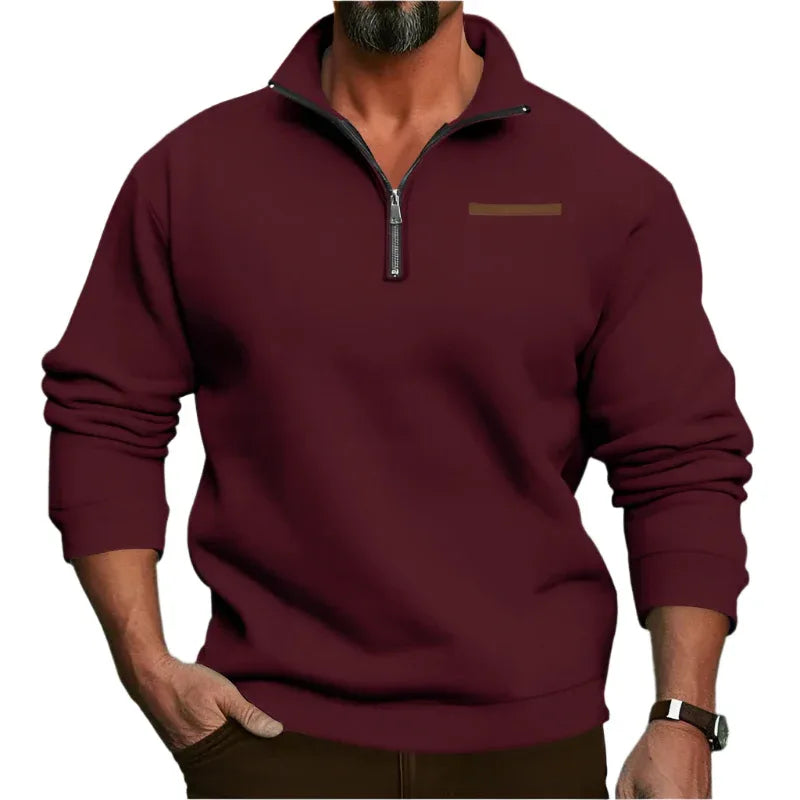 Fleecegefütterter Stehkragenpullover